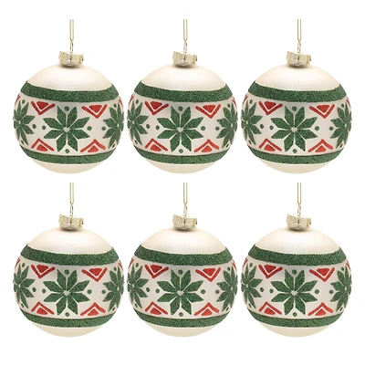 Red and Green Nordic Frosted Glass Ball Ornament Set
