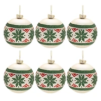 Red and Green Nordic Frosted Glass Ball Ornament Set