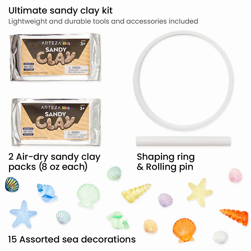 Arteza® Kids Sandy Clay Keepsakes Kit, 19 pcs