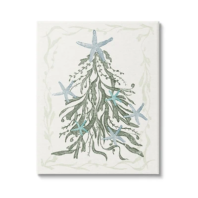 Stupell Industries Nautical Christmas Tree Sea Life Canvas Wall Art