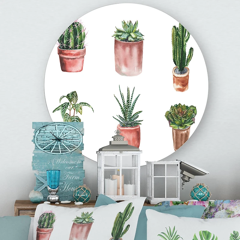 Designart - Flowers In A Pot Cacti and Succulents