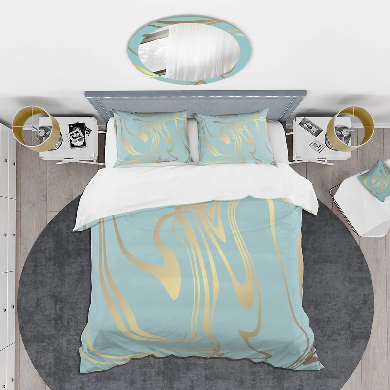 Designart 'Golden Marble Design I' Mid-Century Duvet Cover Set