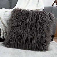Hastings Home Mongolian Faux Fur Pillow