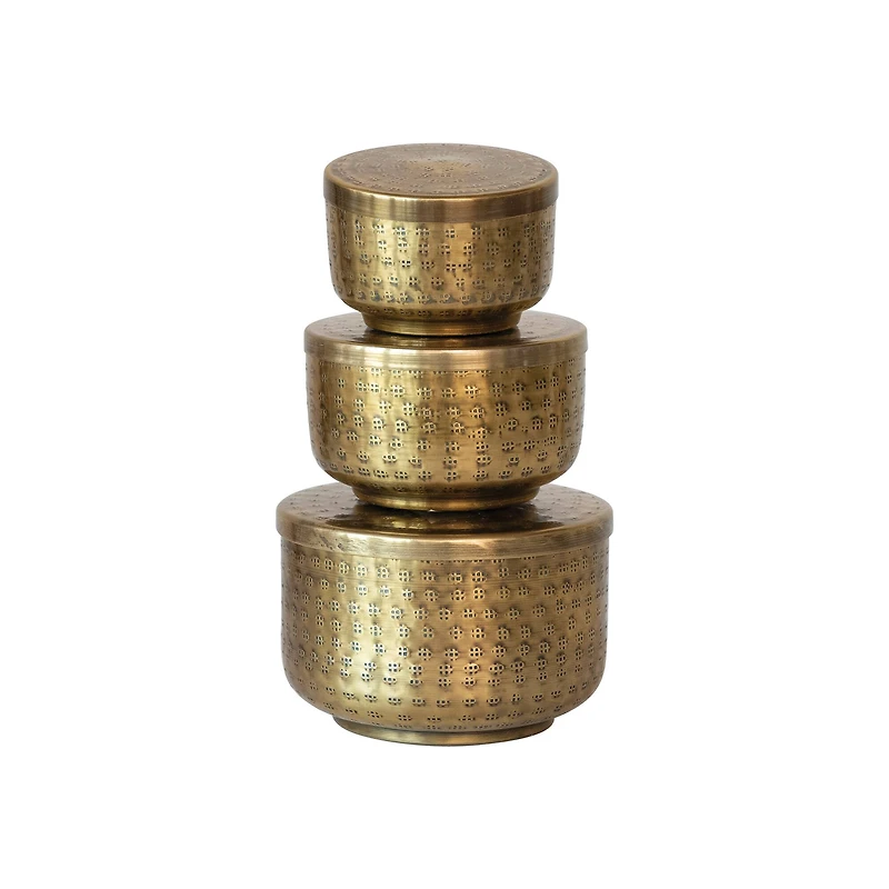 Hello Honey® Antique Brass Hammered Debossed Aluminum Containers