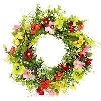 26" Poppy & Eucalyptus Spring Wreath
