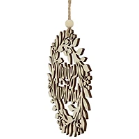 8" Natural "Merry Christmas" Wooden Wreath Ornament
