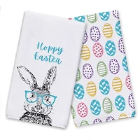 Hoppy Easter Bunny Glasses Tea Towel Set