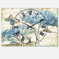 Designart Butterfly Blue Garden II Multipanel Wall Clock