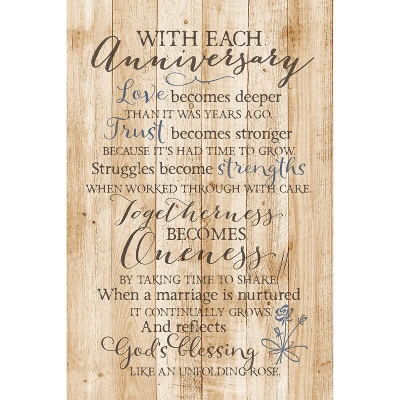 With Each Anniversary Wood Plaque