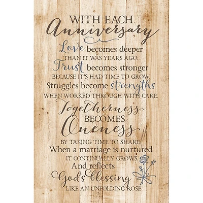 With Each Anniversary Wood Plaque