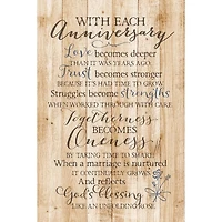 With Each Anniversary Wood Plaque