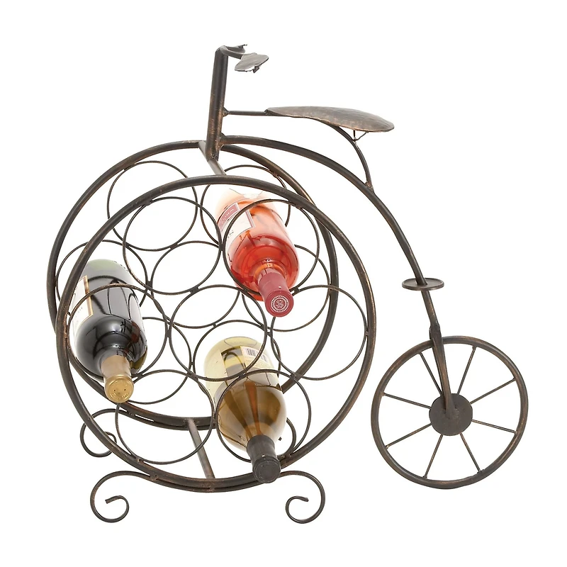 21"  Rustic Brass Bicycle Wine Holder Rack