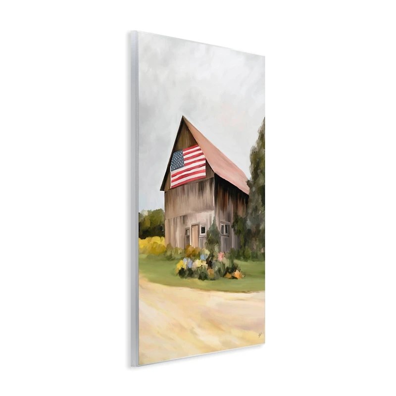 Stupell Industries Rural Americana Home Countryside Farm Flag Painting Wall Plaque Art