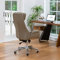 Glitzhome® Mid-Century Modern Faux Leather Adjustable High Back Swivel Office Chair