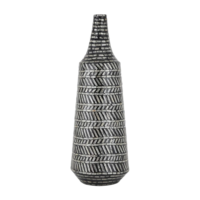 Black Shell Contemporary Vase, 28" x 10" x 10"