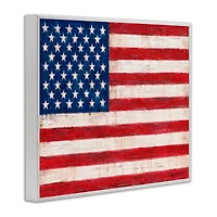 Stupell Industries Rustic American Flag Red White Blue Distressed Pattern Framed Giclee Art