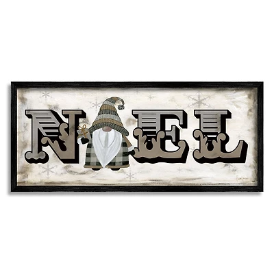 Stupell Industries Vintage Gnome Noel Phrase Framed Giclee Art