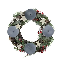 12" Pinecones & Berries with Stars Christmas Votive Candle Holder