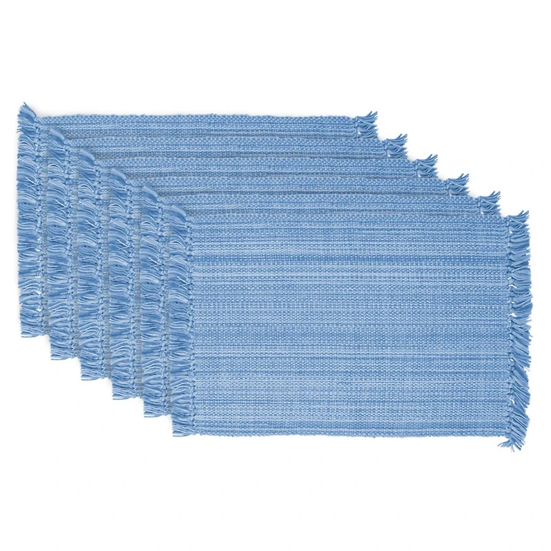 DII® Variegated Light Blue Fringe Placemats, 6ct.