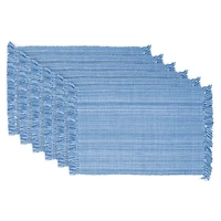 DII® Variegated Light Blue Fringe Placemats, 6ct.