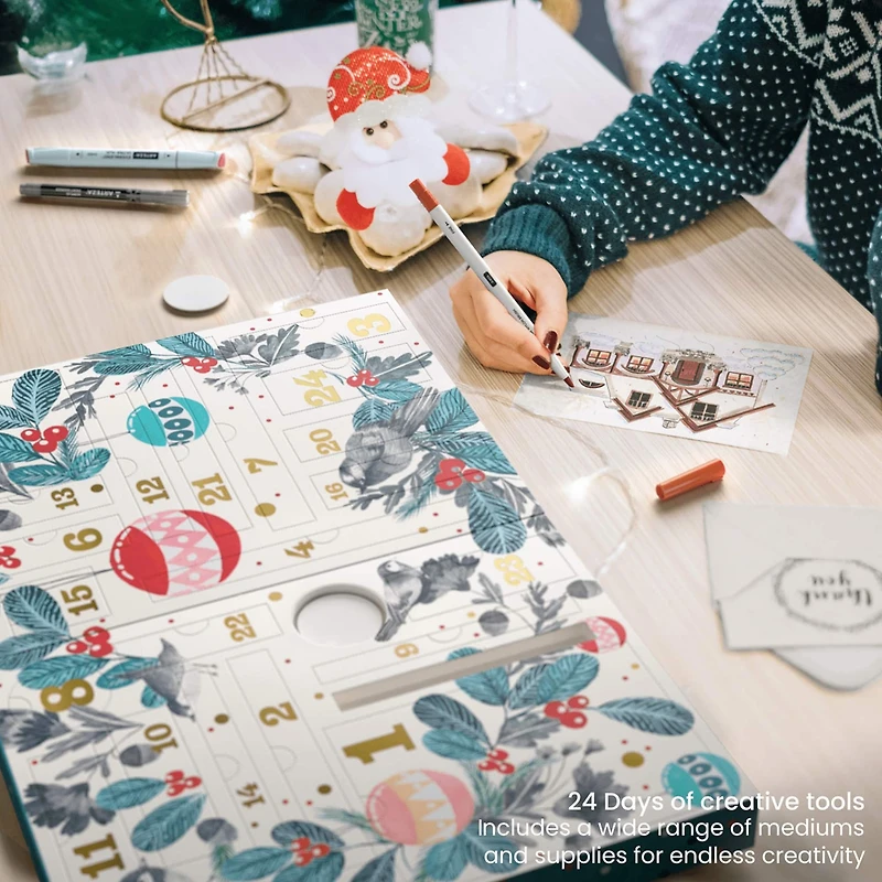 Arteza® 24 Day Merry & Bright Fine Art Christmas 2023 Advent Calendar