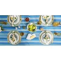 Blue Ocean Stripe Print Outdoor Tablecloth