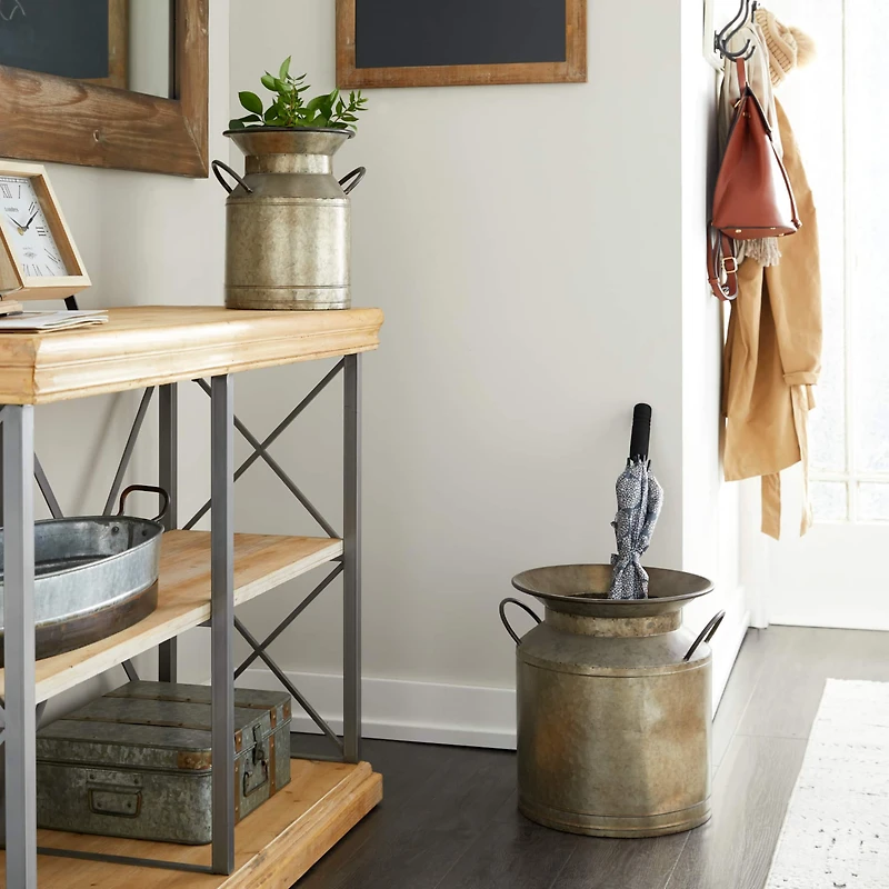Rustic Gray Milk Can Planter Set