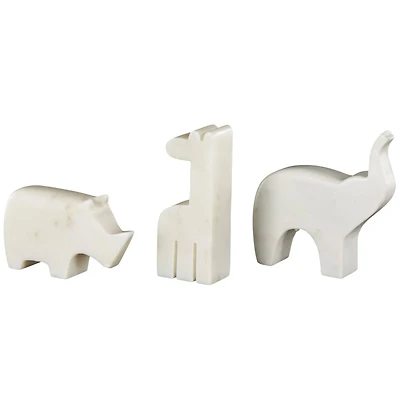 Cream Marble Safari Animals Abstract Sculptures, 3ct.