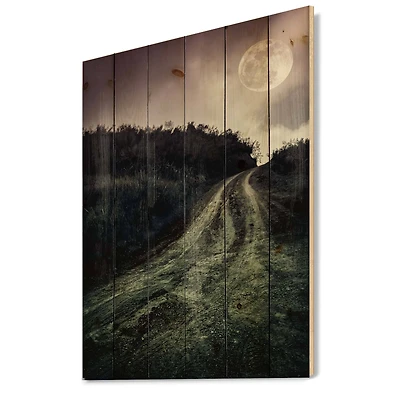 Designart - Muddy Road Under Full Moon