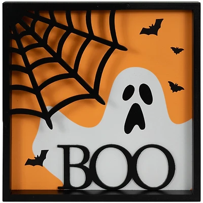 9.75" x 9.75" 3D Boo Halloween Framed Wall Art