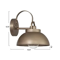 Hello Honey® Easton Tuscan Gold Modern Farmhouse Metal Shade & Exposed Bulb Wall Mounted Outdoor Light