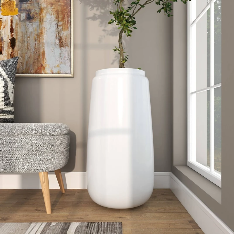 30" Tall White Floor Vase