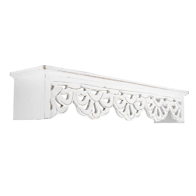White Carved Floral Medallion Wall Shelf