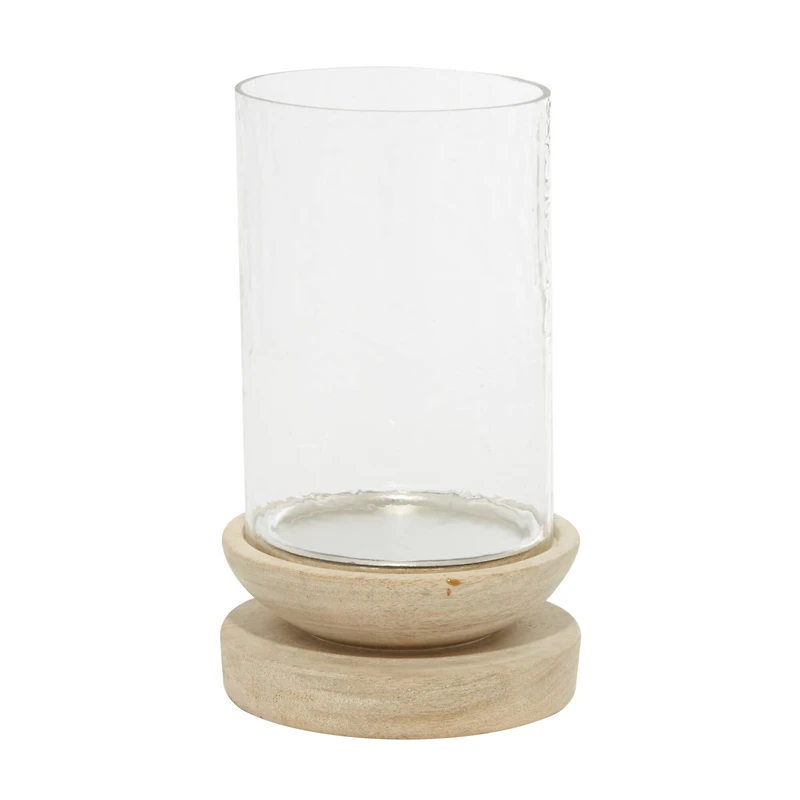 10" Cream Wood Traditional Candle Holder