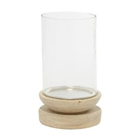 10" Cream Wood Traditional Candle Holder
