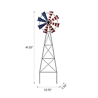 Glitzhome® 41" Stars & Stripes Metal Wind Spinner Yard Stake
