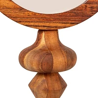 Hello Honey® 8" x 16" Acacia Wood Table Mirror with Carved Wood Base