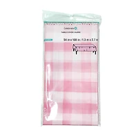 54" x 108" Pink Gingham Plastic Table Cover by Celebrate It™