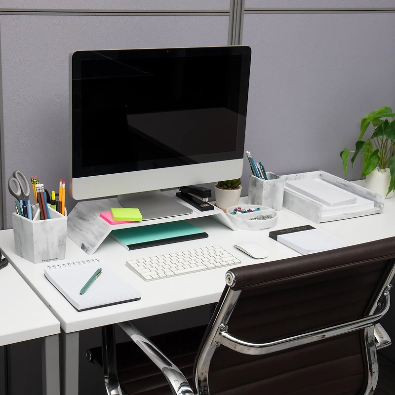 Mind Reader Marbella Collection White 5-Section Pen & Accessory Holder