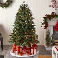 4ft. Pre-Lit Snowed Tipped Clermont Mixed Pine Artificial Christmas Tree, Clear Lights