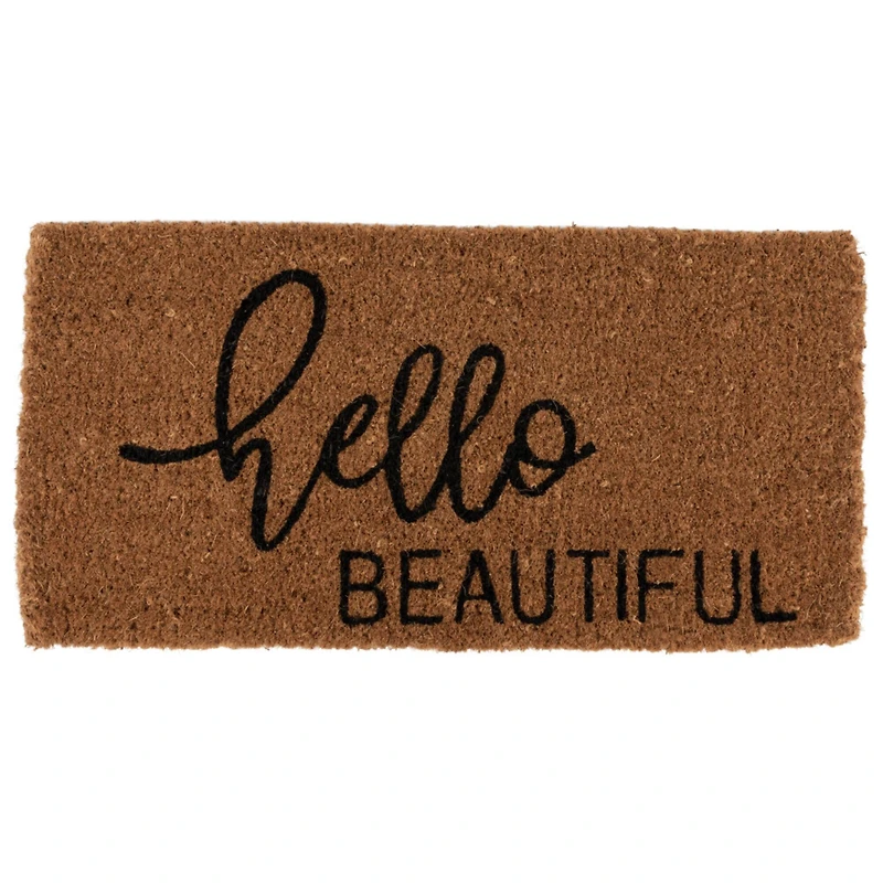 Hello Honey® Black & Brown Hello Beautiful Natural Coir Doormat
