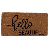 Hello Honey® Black & Brown Hello Beautiful Natural Coir Doormat