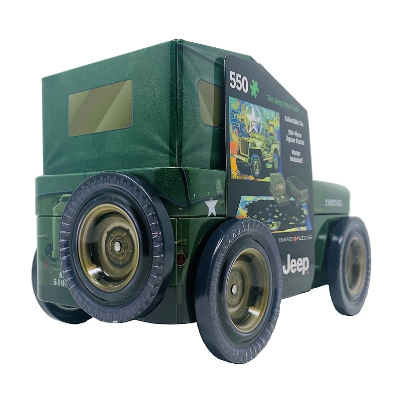 The Jeep Army Truck Collectible Shaped Tin Puzzle: 550 Pcs