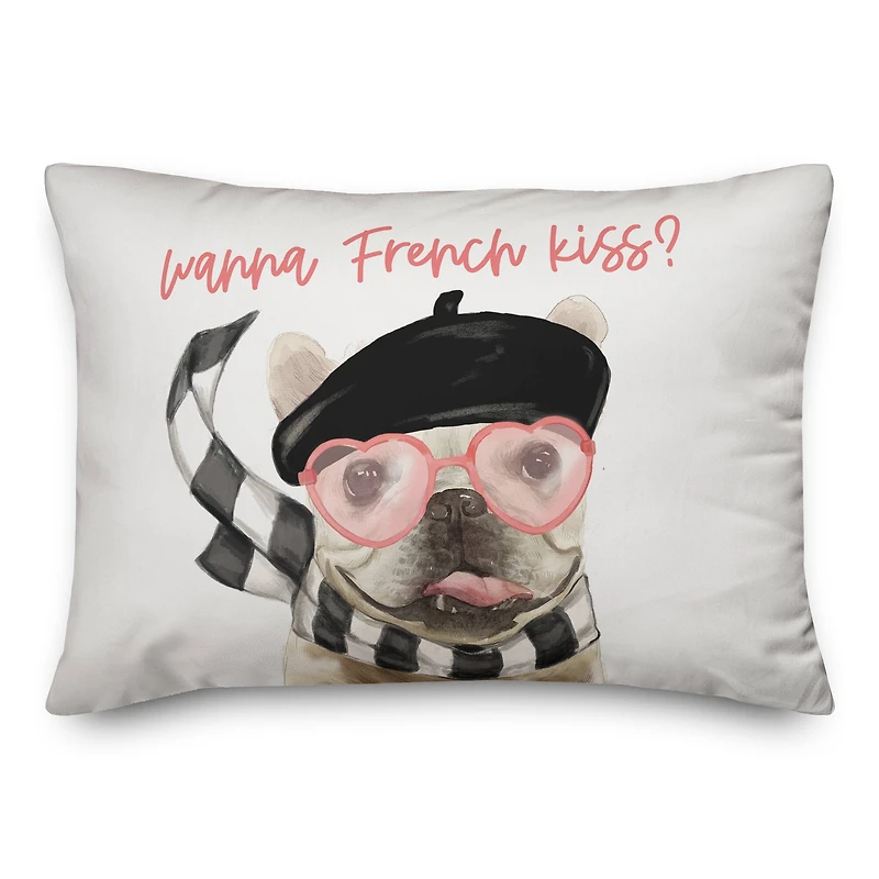 Wanna French Kiss Rectangle Throw Pillow