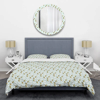 Designart 'Golden Foliage X' Mid-Century Duvet Cover Set