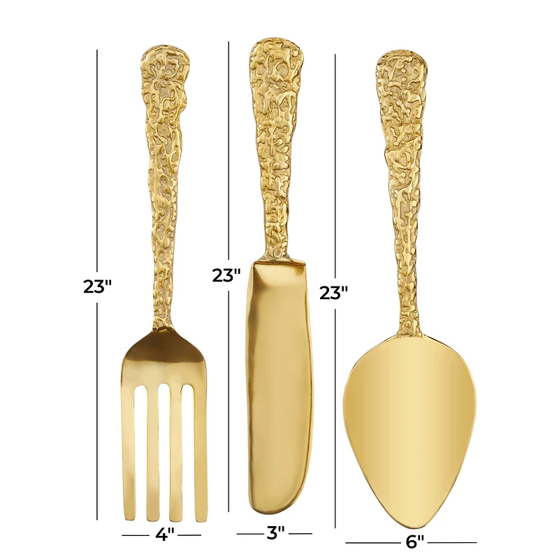 Set of 3 Gold Aluminum Glam Wall Decor, 6" x 6" x 2"