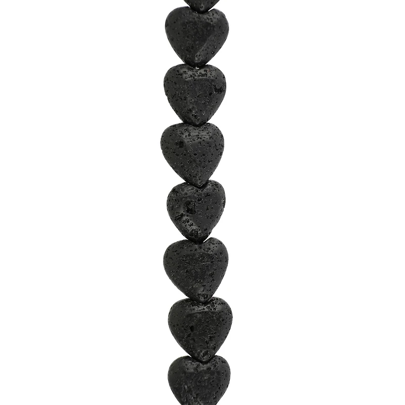 Black Lava Heart Beads, 10mm by Bead Landing™