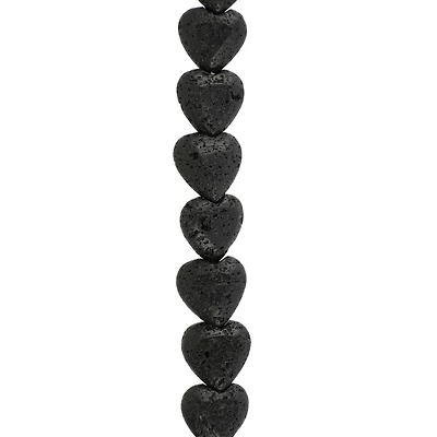 Black Lava Heart Beads, 10mm by Bead Landing™