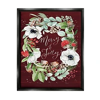 Stupell Industries Merry & Jolly Seasonal Mushroom Wreath Framed Floater Canvas Wall Art