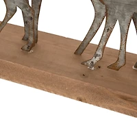 Glitzhome® 13" Galvanized Metal & Wood Reindeer Tabletop Décor